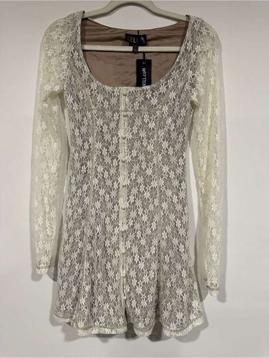 Dolls Kill Dresses & Skirts - NWT Delia’s Dolls Kill Botanical Bliss Mini Dress Off White Nude Lace Size XS
